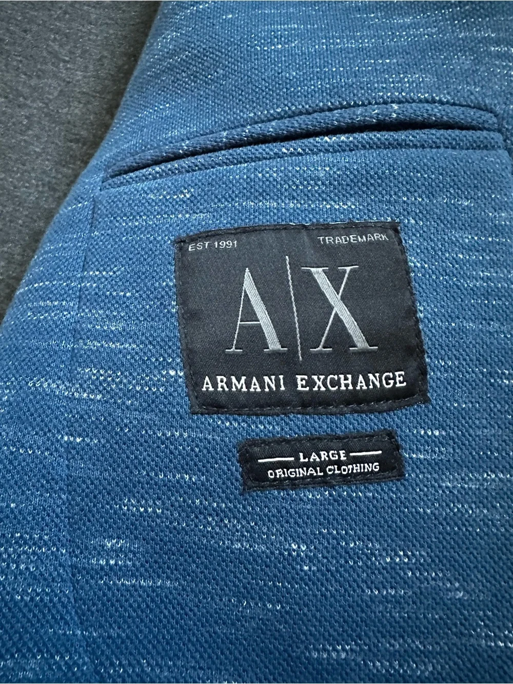 AX Armani Exchange Blazer Stretch Jacket Elbow Patch Professor Academia Preppy